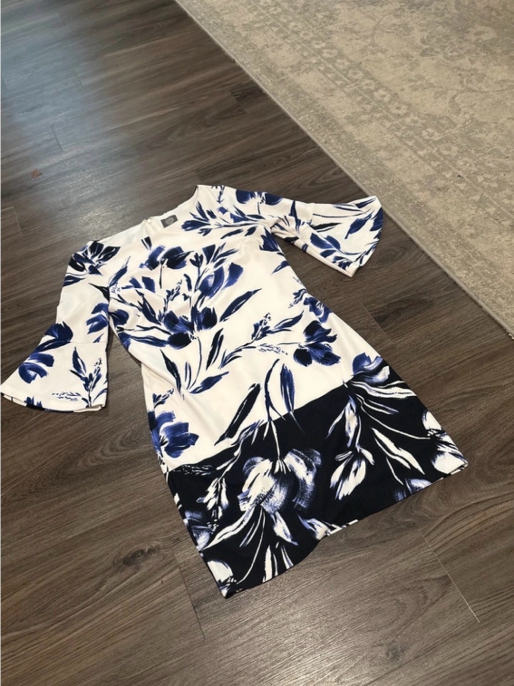 Vince Camuto Navy and White Floral Midi Dress